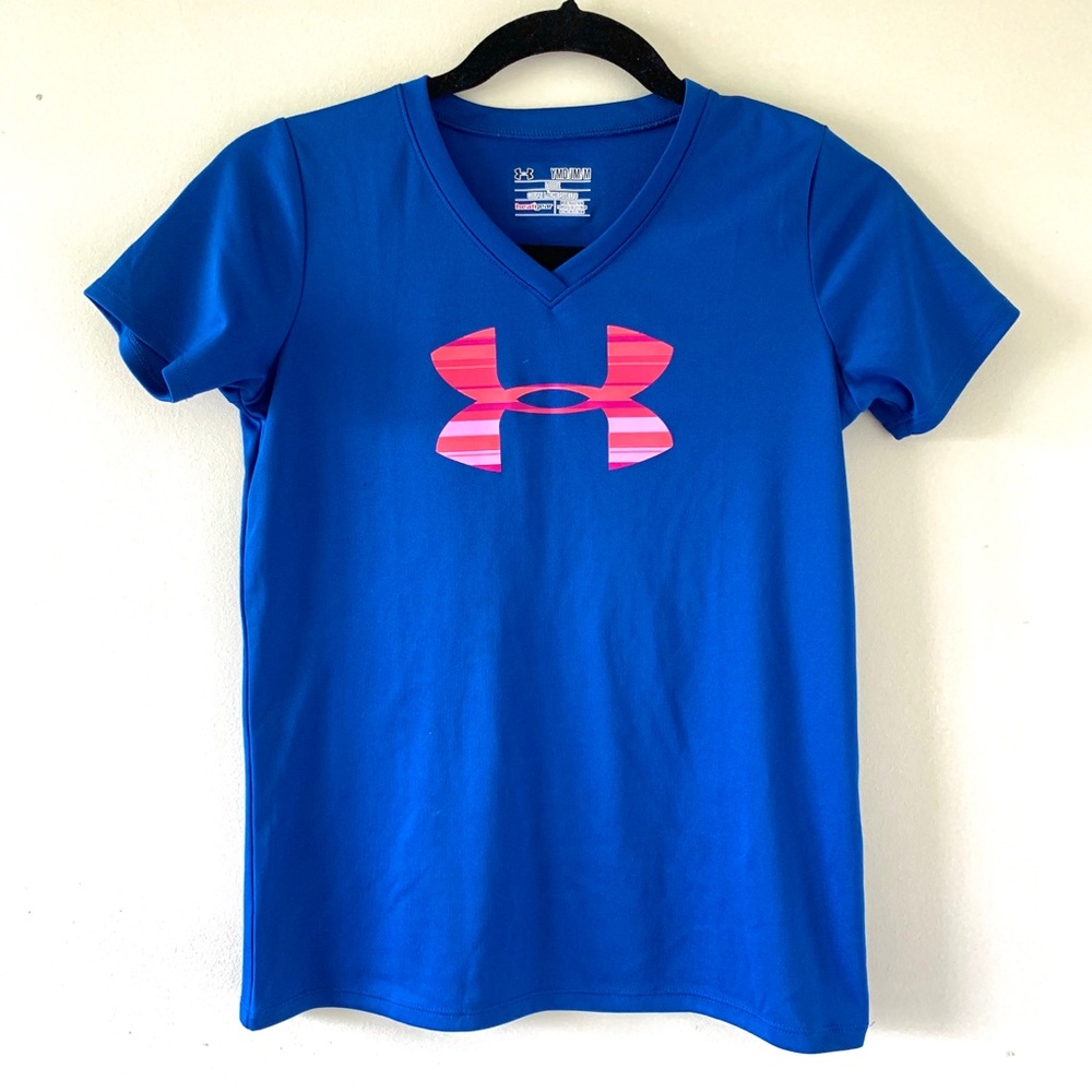 Girls blue and pink Under Armour shirt